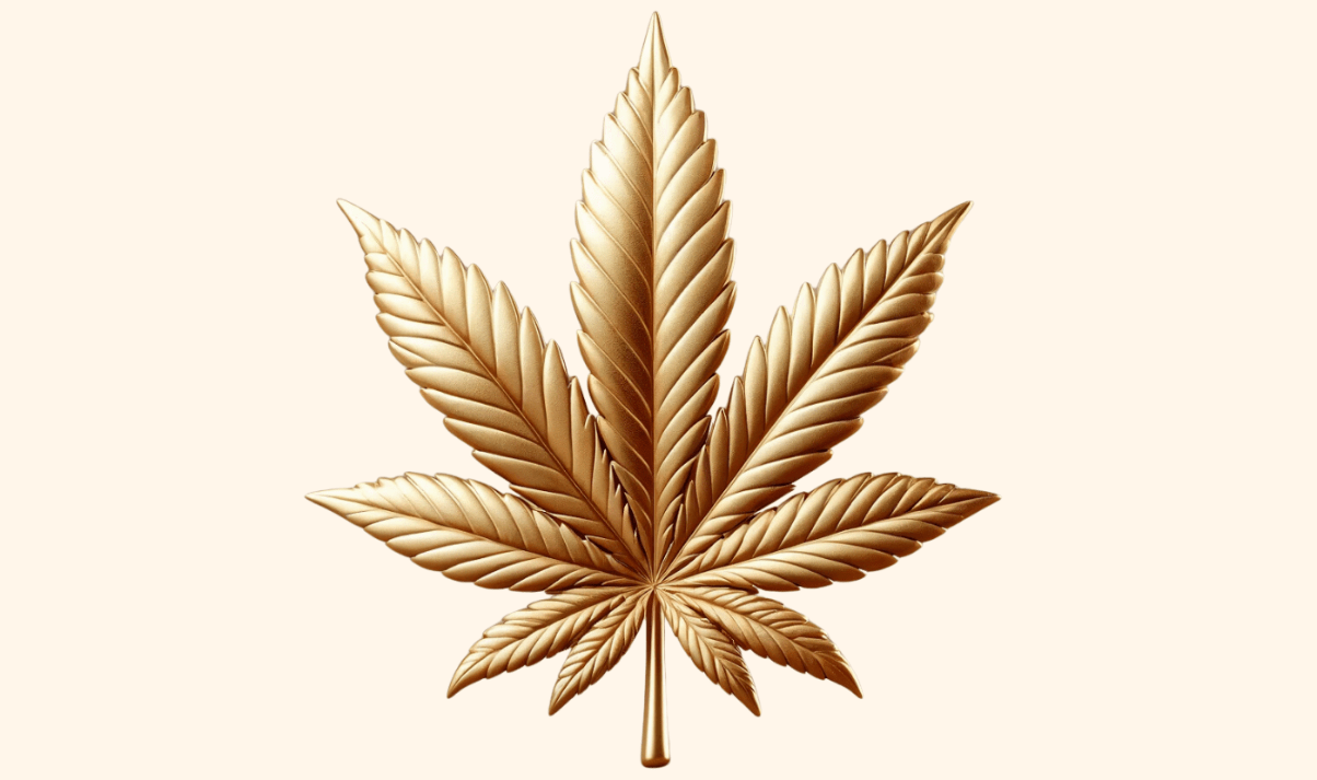 golden marijuana leaf graphic